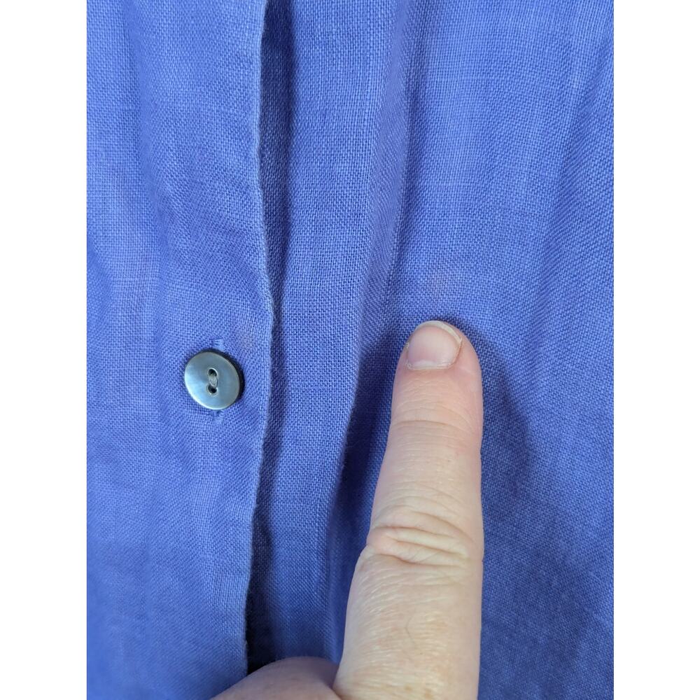 J Jill Love Linen Essential Shirt Button Up Blue Purple Classic Office Large - Picture 8 of 9